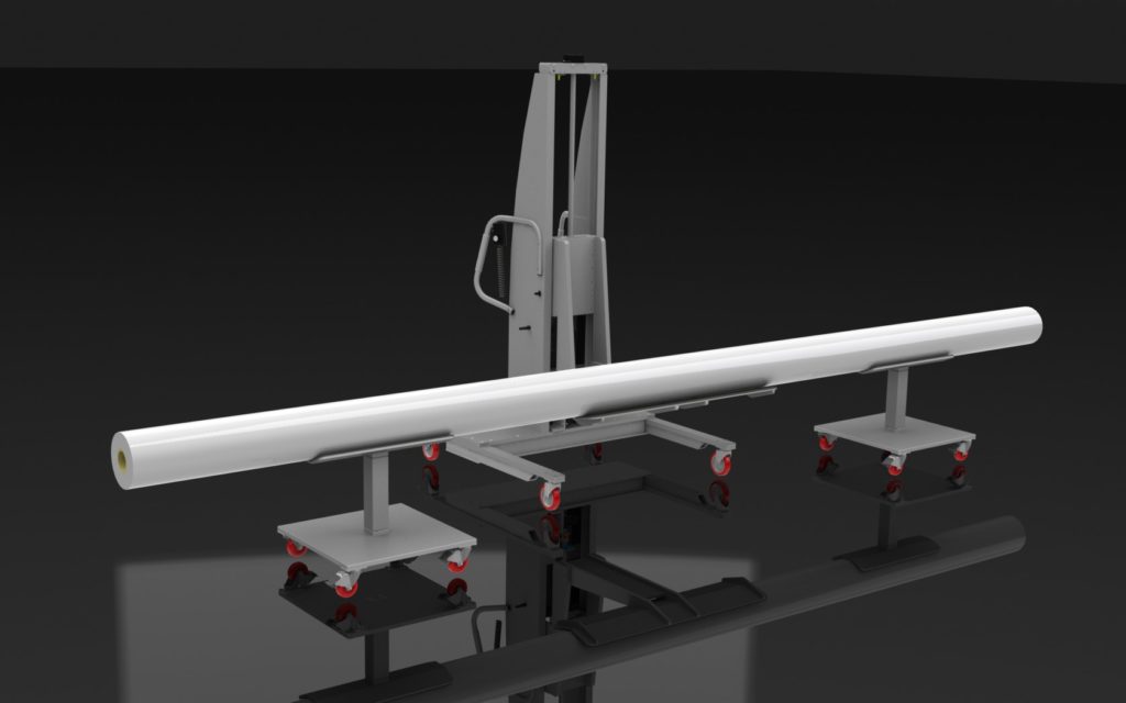 V-Trough Lift with Carts for Long Cylinders