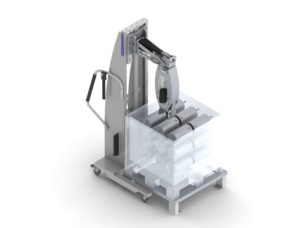 Rotating Gripper Lift for Handling Cylindrical Motors