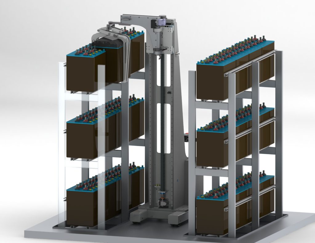 Power Drive Lift with Cradle for Square Cell UPS Batteries