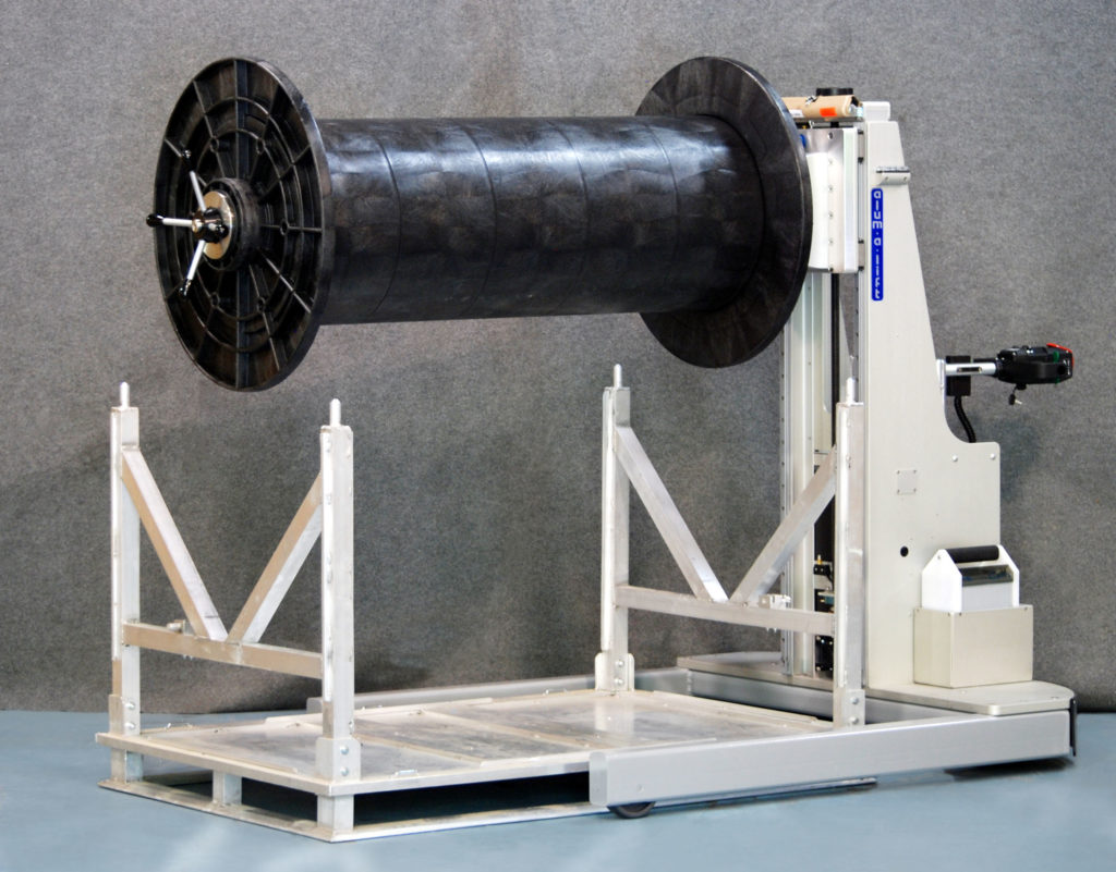 Power Drive Lift and Cart For Unwinding Spools and Reels