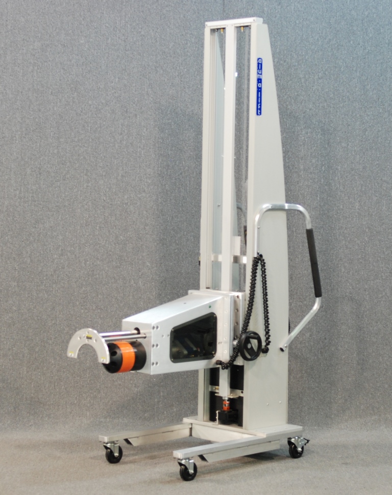Expanding Mandrel Lift with Powered Ejector for Rolls with 6in Cores