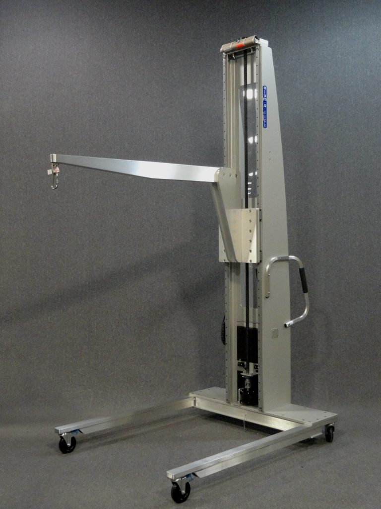 Lift with Fixed Boom and Load Rated Hoist Ring for Handling Tooling