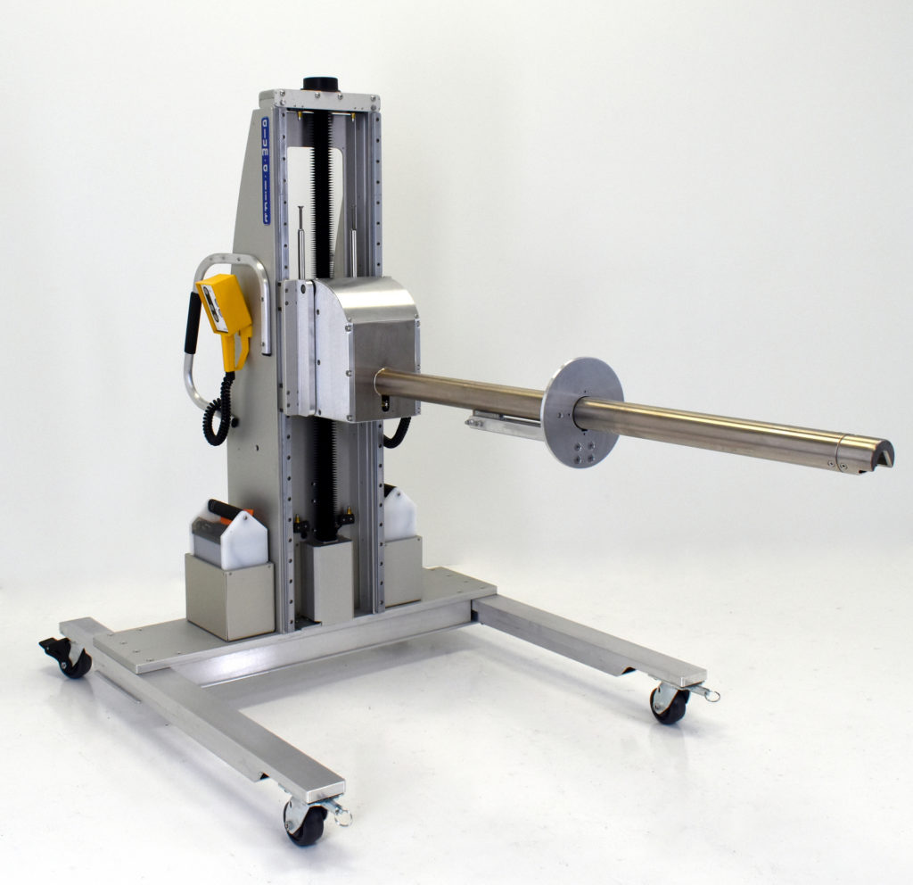 Custom Ergonomic Roll Lifter with Powered Pusher Boom and Roll Ejector