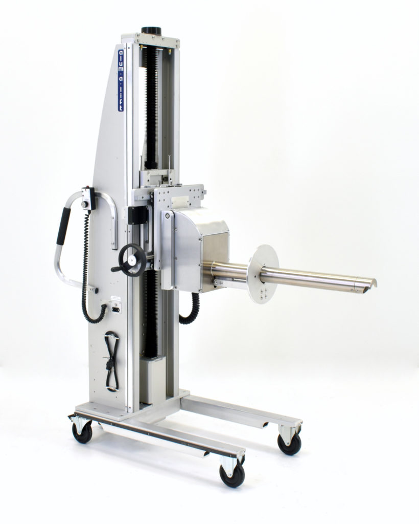 Portable Lifting Device with Powered Roll Pusher
