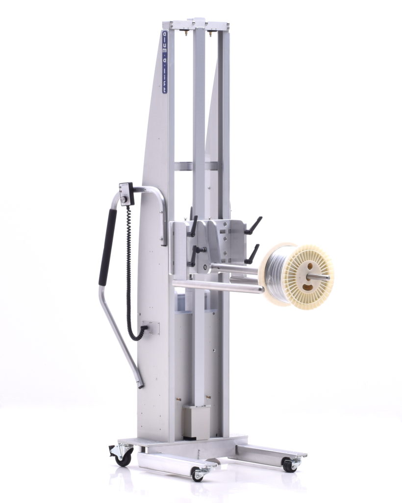 Portable Ergonomic Wire Spool Lift with Prong and Forks