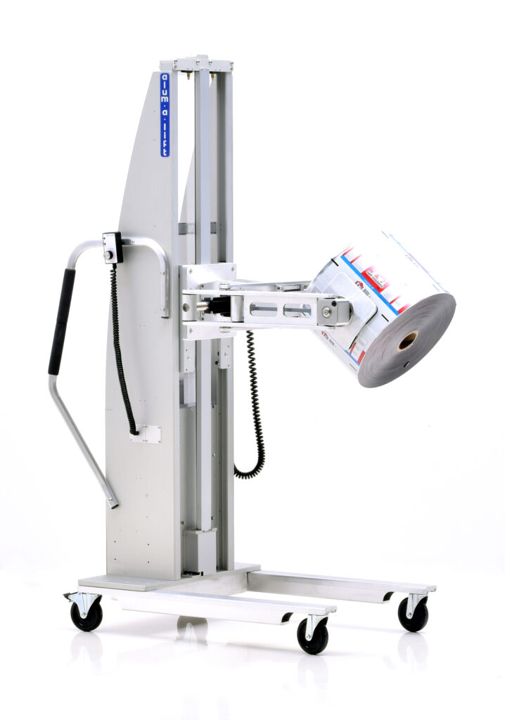 Portable Lift with Rotating Roll Clamp