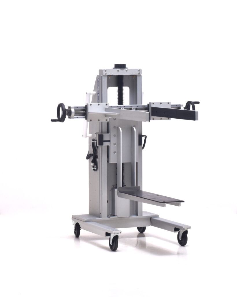Custom Ergonomic Lifting Cart with Platform and Adjustable Side Rails for Electronics