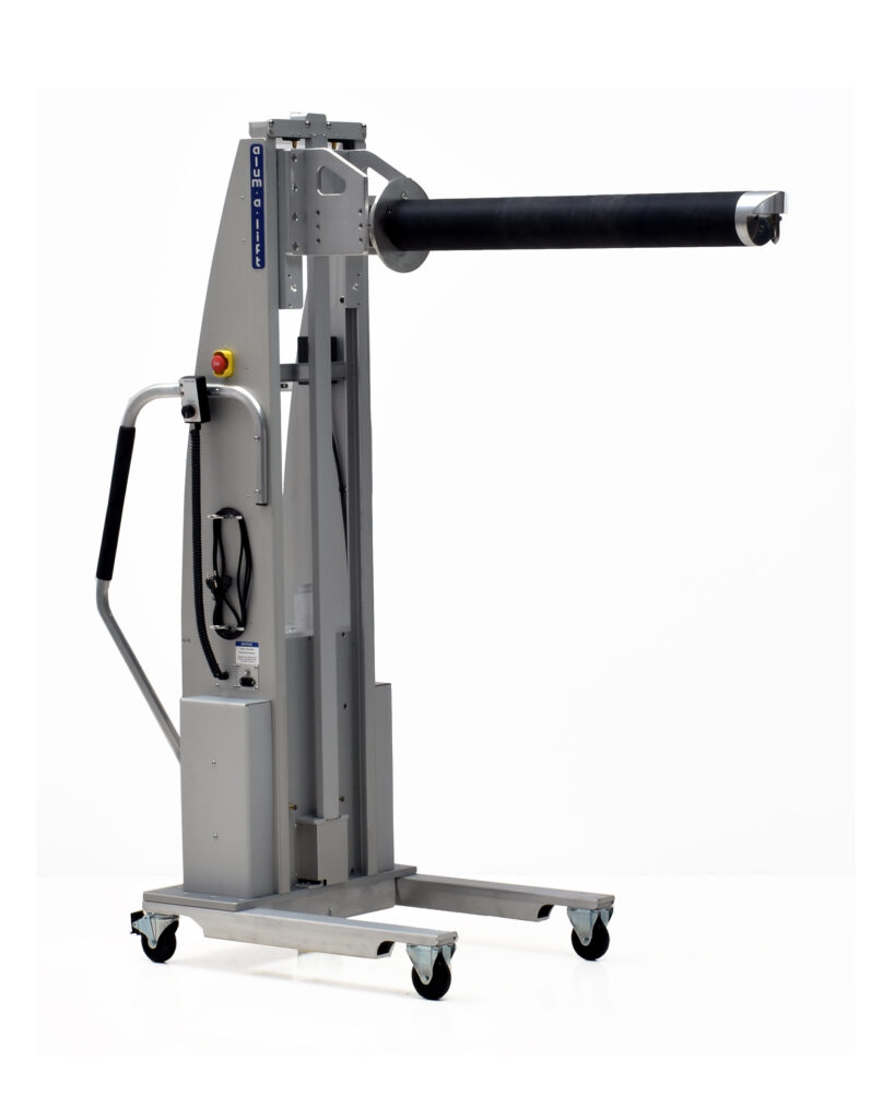 Ergonomic Rubber Lined Boom Lift for Electronic Manufacturing, rotating boom, rubberized shaft, Swiveling Hoist Ring Adjustable back stop